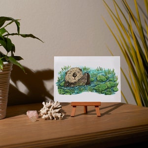 Carte postale A6 loutre gouache