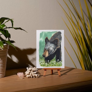 Carte postale A6 gouache ours noir