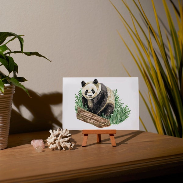 Postcard A6 gouache panda bear