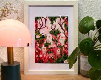 Fine Art Print - Hollow Knight Fog Canyon | Fine Art Paper | Landscape forest scene painting | A5 | A4