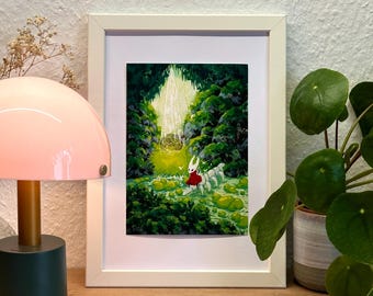 Fine Art Print - Hollow Knight Silksong Moss Grotto | Fine Art Paper | Landscape forest scene painting | A5 | A4
