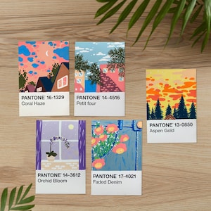 Carte postale Pantone peinte A6 - Différents motifs