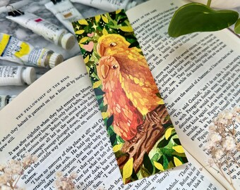 Lovebirds Bookmark – Parrots | Watercolor and Gouache Animal Design | Colorful Painted Bookmark Print