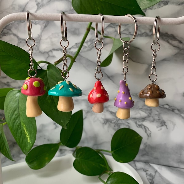 Mushroom Charm | Handmade Keychains | Colorful Mushrooms | Magical Fantasy Accessory | Cottagecore Design | Polymer Clay | 5 Variations