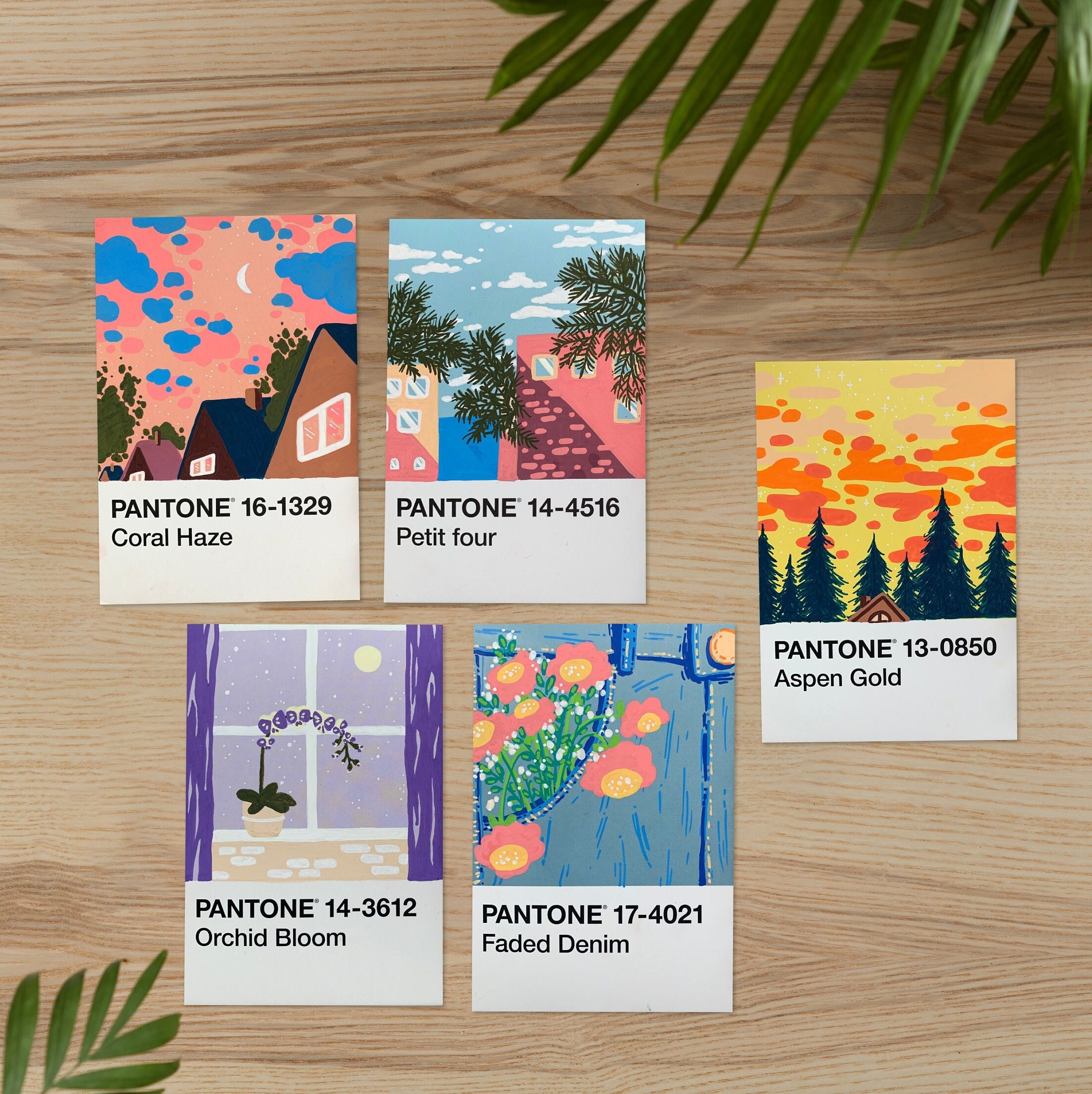 Painted Pantone Postcard A6 Different Motives 