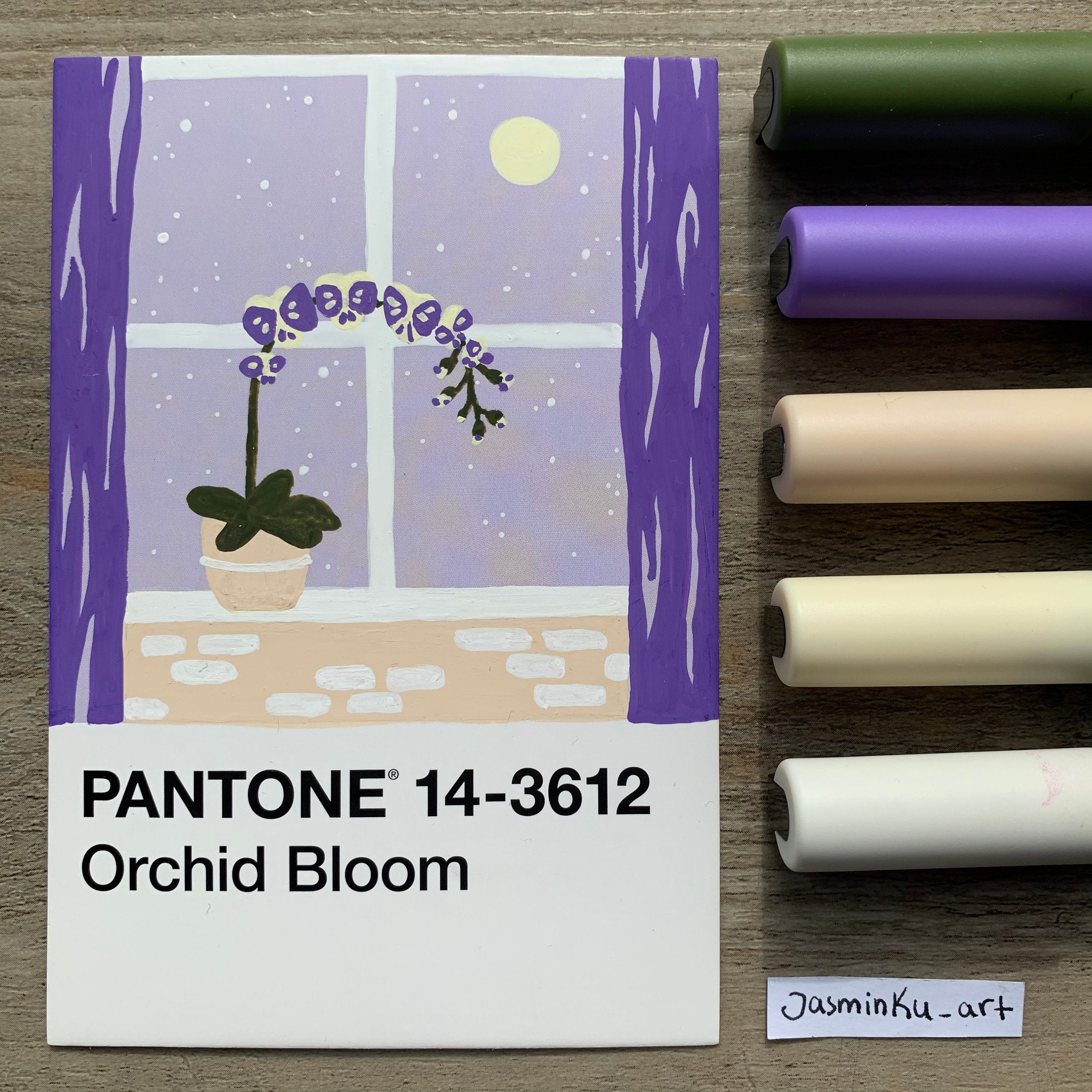 Spring Blueberries” Pantone Postcard Gouache Painting - 4x6in – prismono