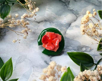 Handmade Waterlily Pins | Waterlily Brooch | Cute Flower Jewelry | Flower Pin | Handcrafted item | flower love | Lilypad | green | pink
