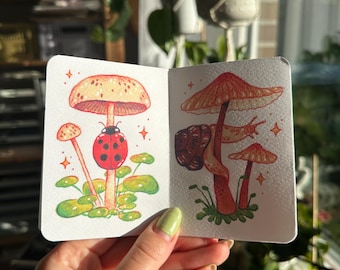 Mushroom Mini Zine | Handcrafted Art Book by Jasmin Kunstmann | Colorful Mushroom Illustrations with watercolor