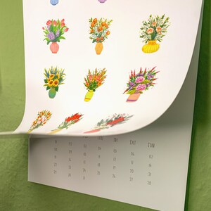 CALENDRIER 2024 format A4 FLEURS de l'année Impression dart de peinture de fleurs illustrée calendrier floral calendrier mural relié à spirale image 2