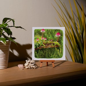 Square Art Print - Watercolor Magical Mushrooms