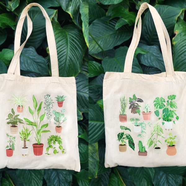 Cotton Totebag Houseplants two sided Artwork