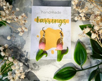 Handmade Tulip Earrings | Cute Tulip | Handmade Jewelry | Flower Accessory | Flower Earrings | polymer clay | pink