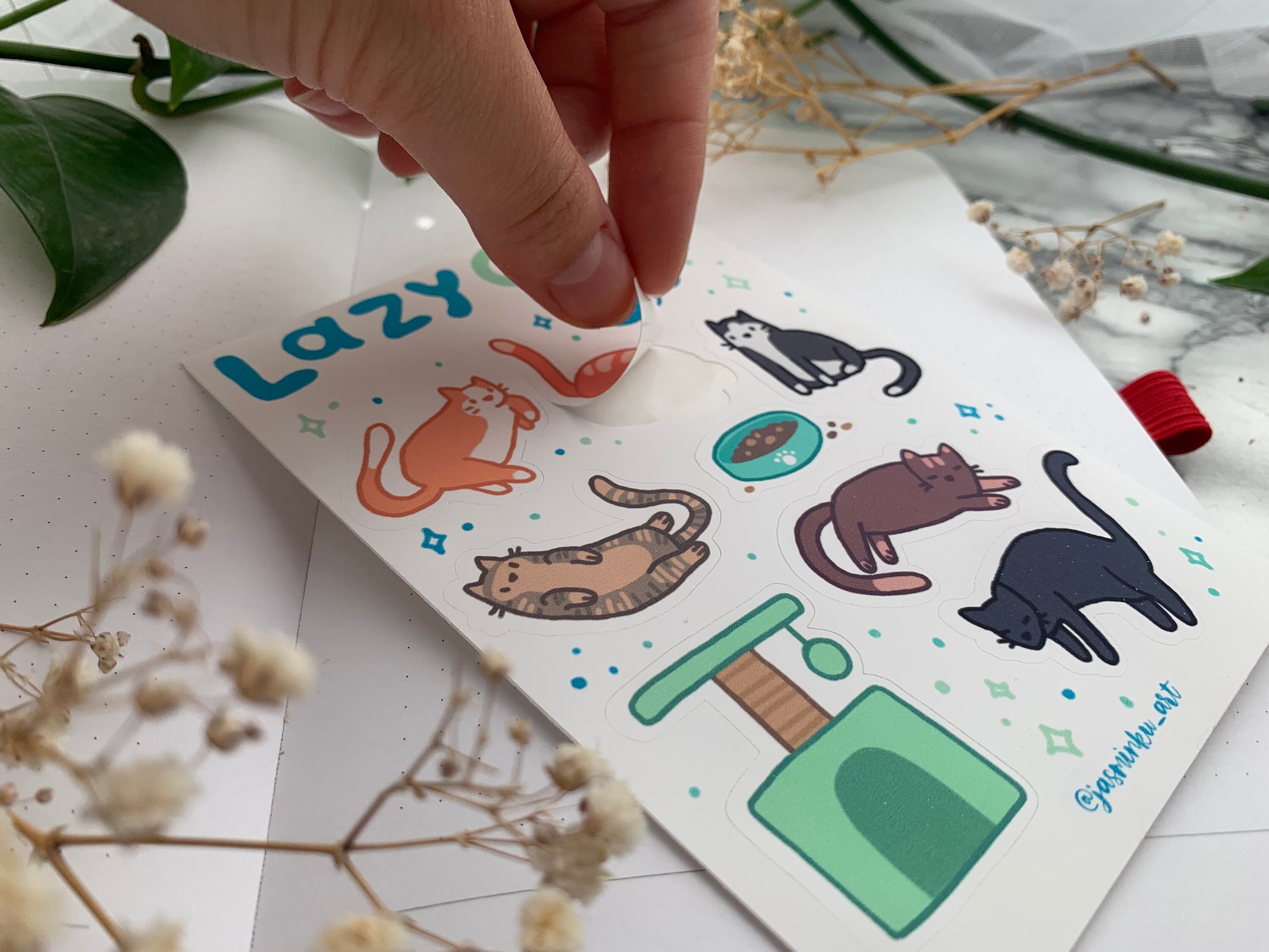 Matte Vinyl Cat Sticker Sheets | Kiss Cut Waterproof Sticker Set A6 ...