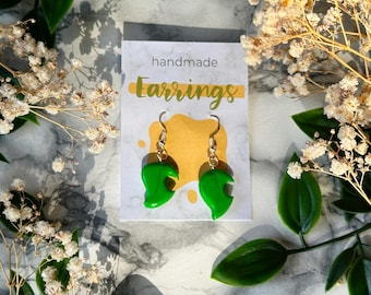 Handmade Animal Crossing Leaf Earrings | Cute Leaf | Handmade Jewelry | Leaf Accessory | Leaf Earrings | polymer clay | green