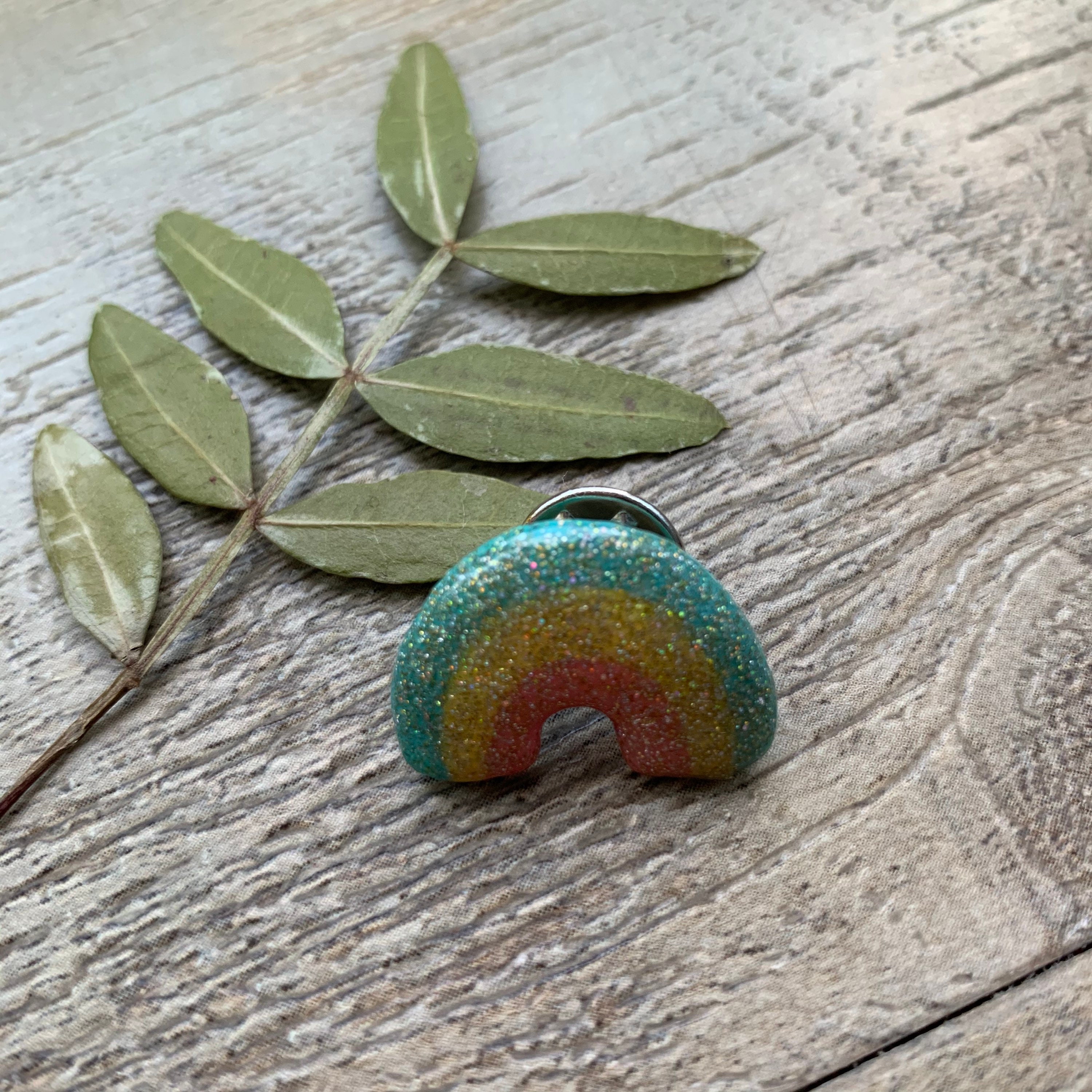 Handmade Rainbow Pins With Holographic Glitter Etsy