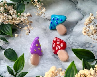 Handmade Mushroom Pins | Cottagecore Food Accessory | Colorful Badge | Cute mushrooms