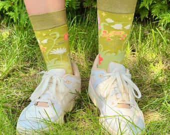 Wildflower Socks | cute dress socks with flower design | one size