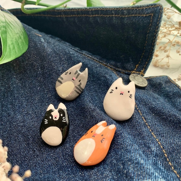 Handmade Cat Pins | Cat Brooch | Cute Kitty Jewelry | Animal Pin | Handcrafted item | for pet owners | 4 variations