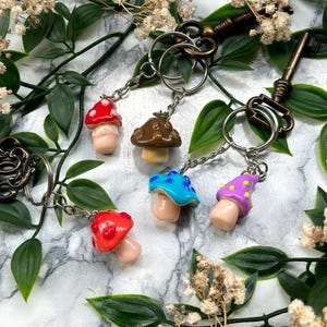 Mushroom Charm | Handmade Key chains | Colorful Mushrooms | Magical Fantasy Accessory | Cottagecore Design | Polymer Clay | 5 Variations