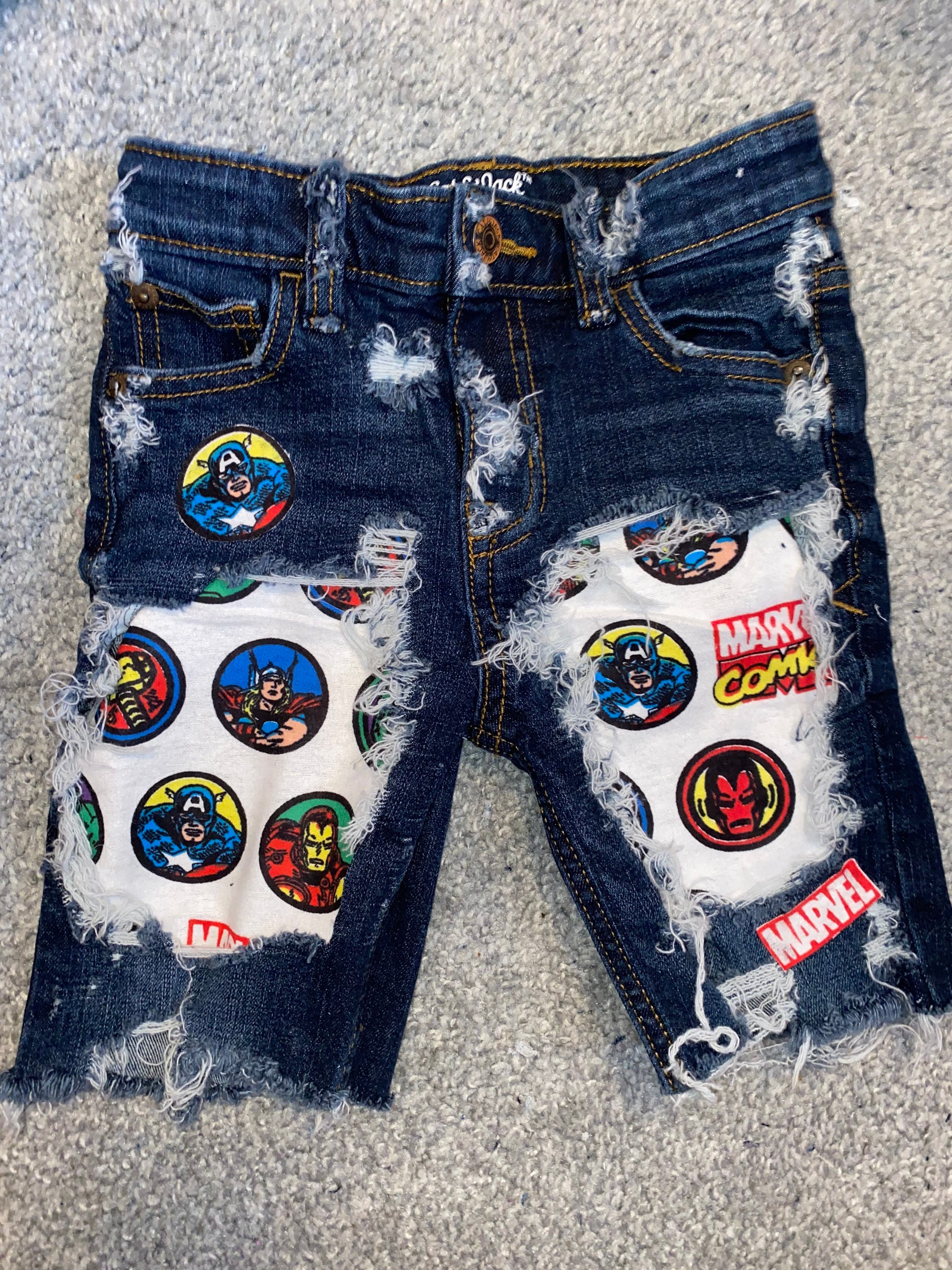 Marvel Distressed Jeans Etsy