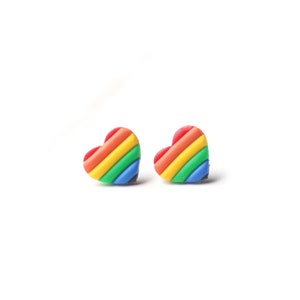 Rainbow Heart Earrings, Gay Pride Earrings, Pride Rainbow Earrings, Rainbow Heart Stud Earrings, LGBTQ Earrings, Gift for Pride, Cute Studs