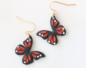 Monarch Butterfly Earrings for Women, Butterfly Jewelry, Statement Earrings, Butterfly Wing Earrings, Clay Earrings, Spring Earrings, Studs