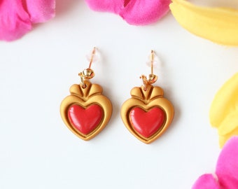 Dainty Sacred Heart Earrings, Mexican Earrings, Mexican Jewelry, Frida Kahlo Earrings, Minimalist Heart Valentines day Earrings, Latinx