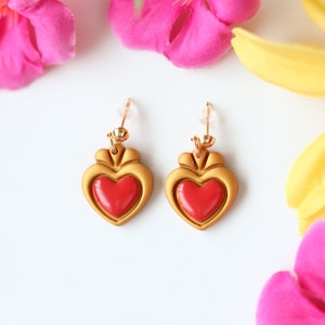 Dainty Sacred Heart Earrings: Polymer Clay Mexican Jewelry