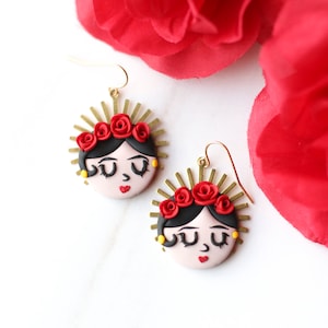 Mexican Earrings for Women, Polymer Clay Earrings, Latina Earrings, Mexican Jewelry for Women, Mexican Folk Art, Face Earrings, Gift for her