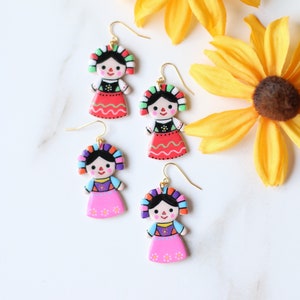 Mexican Maria Doll Earrings: Polymer Clay Lele Earrings