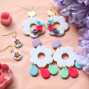Springs Floral Earrings, Mexican Earrings, Easter Earrings, Mexican Jewelry, Polymer Clay Earrings