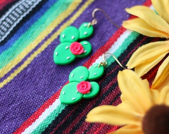 Adorable Handcrafted Clay Cactus Earrings – Desert Chic Statement Jewelry