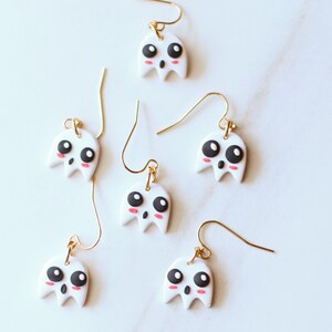 Halloween Ghost Earrings Dainty Halloween Earrings Little Ghost Earrings Halloween Jewelry White Ghost Jewelry White Ghost Clip-on Earrings