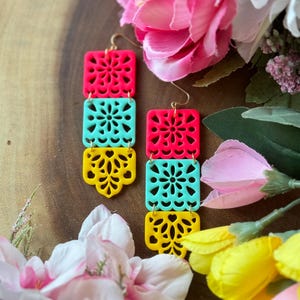 Mexican Papel Picado Earrings, Handmade Jewelry