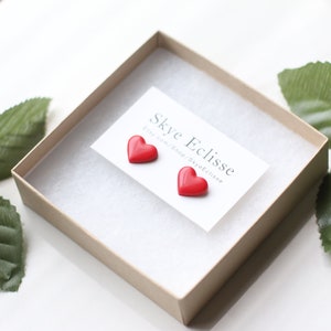 Red Heart Stud Earrings, Valentine's Day Earrings, Valentines day Gift, Gift for Her, Mini Heart Earrings, Latinx Owned, Gift for Girlfriend image 7