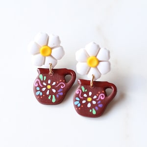 Polymer Clay Jarrito Earrings: Mexican Coffee Cup, Cinco de Mayo