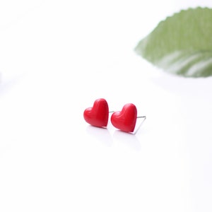 Red Heart Stud Earrings, Valentine's Day Earrings, Valentines day Gift, Gift for Her, Mini Heart Earrings, Latinx Owned, Gift for Girlfriend image 3