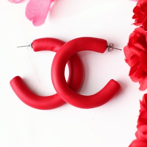 Valentine's Day Hoop Earrings: Handcrafted Clay Love Loops for Romantic Style image 3