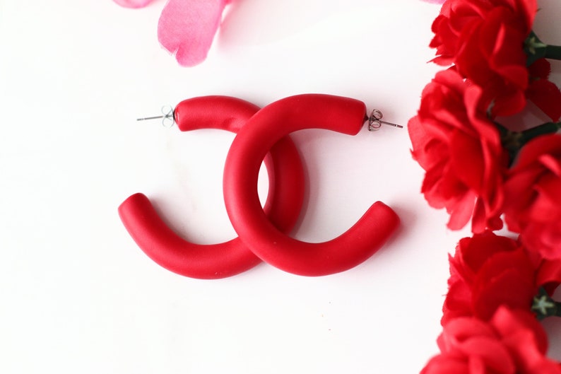 Valentine's Day Hoop Earrings: Handcrafted Clay Love Loops for Romantic Style image 3