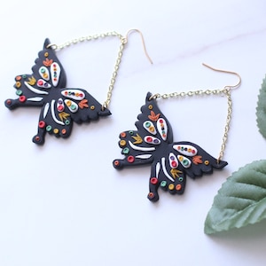 Alebrije Butterfly Earrings: Polymer Clay Latina Statement Jewelry