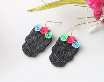 Sugar Skull Earrings, Dia De los Muerto Earrings, Mexican Earrings, Mexican Jewelry, Mexican Folk Art, Catrina Earrings, Latinx Shop