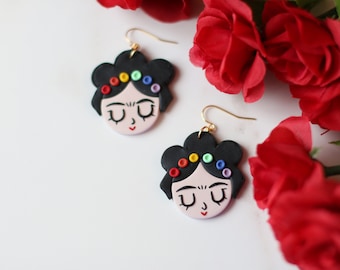 Pride Frida Kahlo Earrings for Women, Mexican Earrings for Her, Latina Earrings, Statement Earrings, Cinco de Mayo Earrings