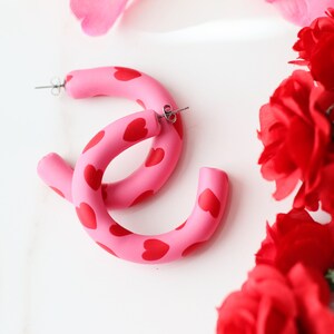 Valentine's Day Hoop Earrings: Handcrafted Clay Love Loops for Romantic Style image 5