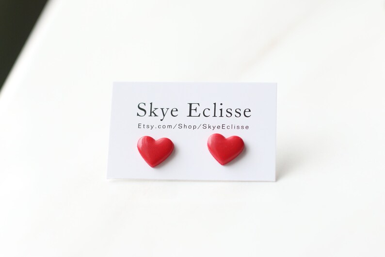 Red Heart Stud Earrings, Valentine's Day Earrings, Valentines day Gift, Gift for Her, Mini Heart Earrings, Latinx Owned, Gift for Girlfriend image 4