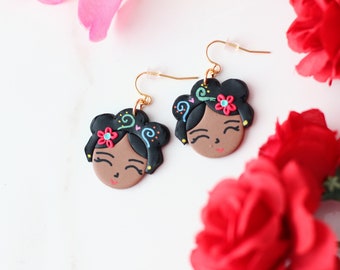 Mexican Brown Girl Face Earrings - Celebrating Diversity and Beauty