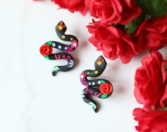 Mexican Earrings for Women, Snake Earrings, Polymer Clay Earrings, Latinx Shop