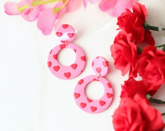 Tiny Love Hoops: Handcrafted Clay Hoop Earrings for a Sweet Valentine's Day