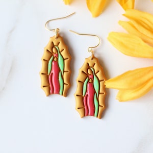 Virgen de Guadalupe Earrings, Catholic Earrings, Mexican Jewelry