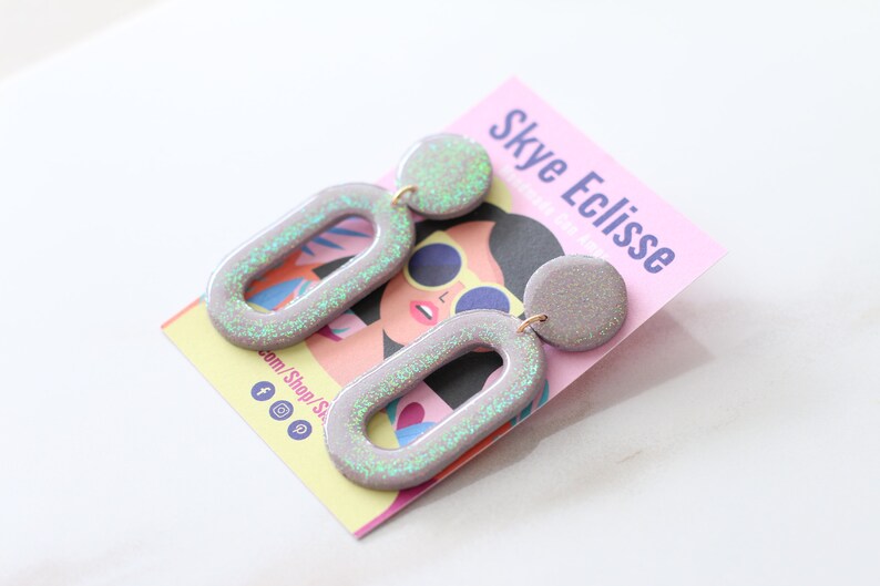 Holographic Earrings, Sparkle Earrings, Glitter Earrings, Statement Earrings, Polymer Clay Earrings, Rave Earrings, Cloud Earrings, Studs image 6