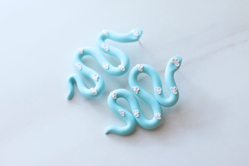 Polymer Clay Snake Earrings Statement Earrings Colorful Etsy
